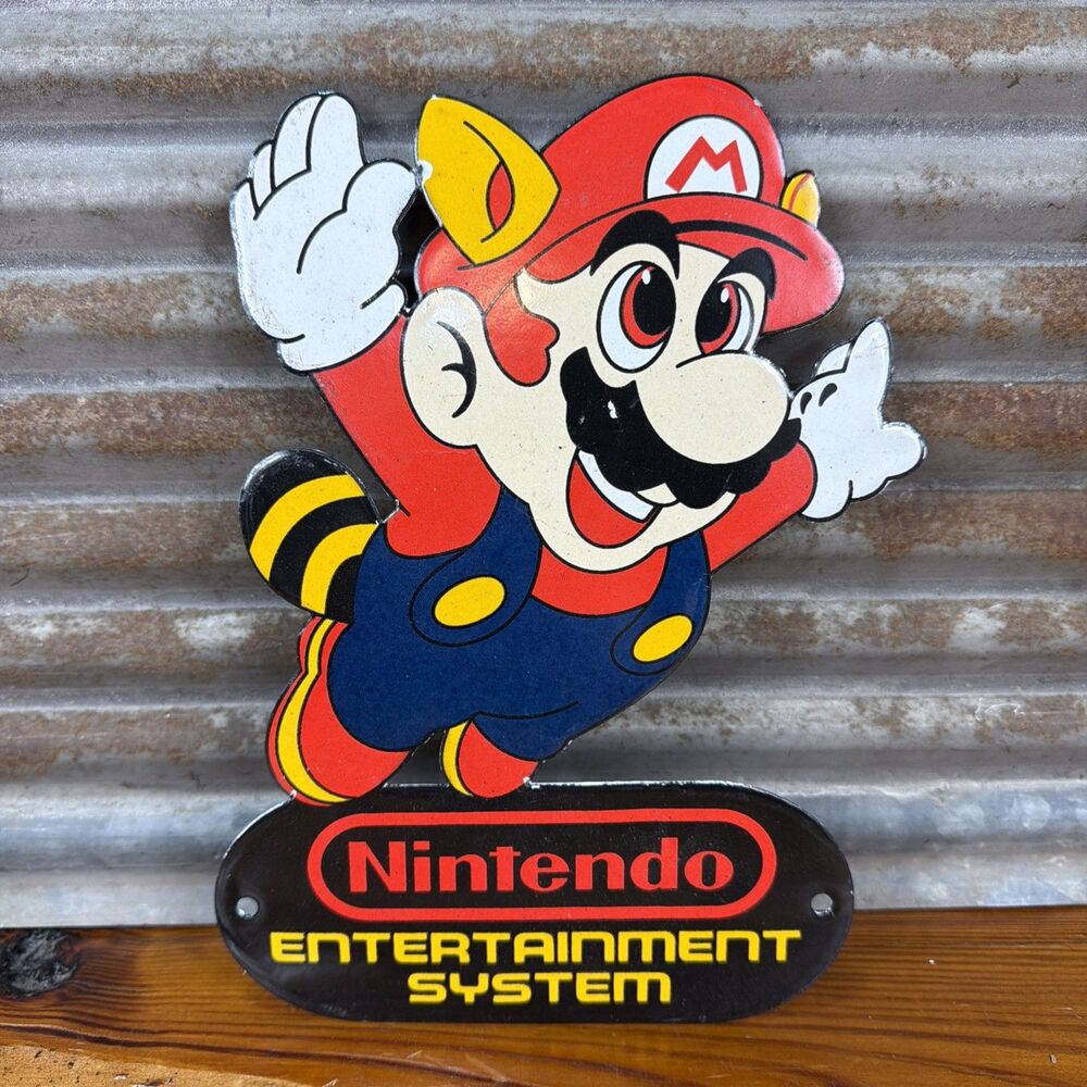 Super Mario "Flying Cat" Nintendo NES Porcelain Enamel Sign 10" x 7.5"